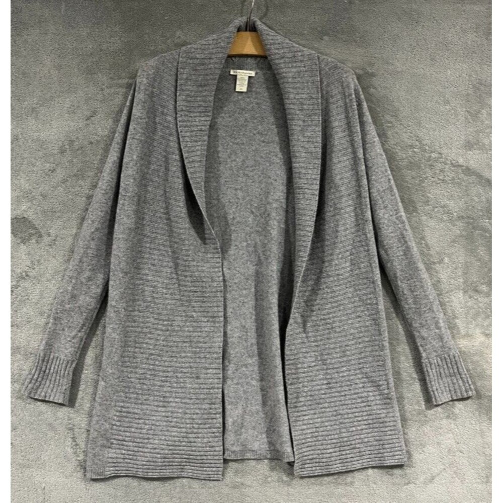 White + Warren 100% Cashmere Cardigan Sweater Open Front Size XS Heather Gray